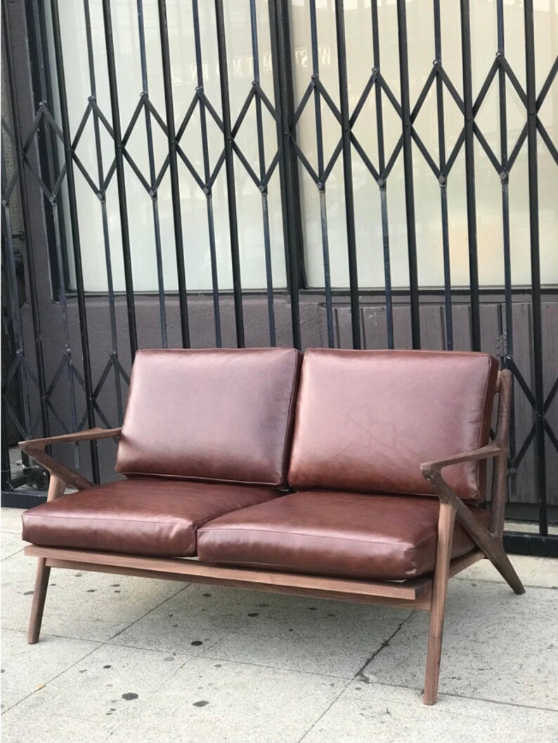 Custom Z Loveseat in Merlot Leather image 2