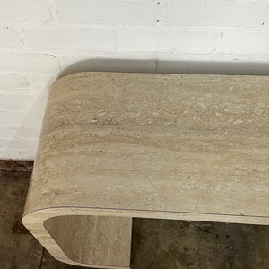 Faux Travertine scroll console table image 5