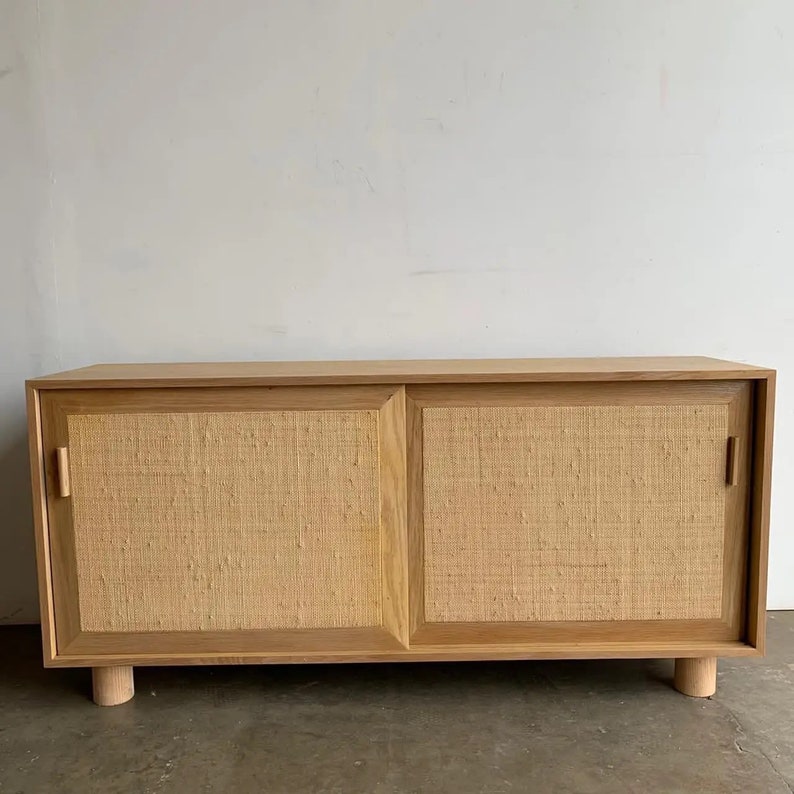 White Oak Credenza With Cane Doors Etsy UK