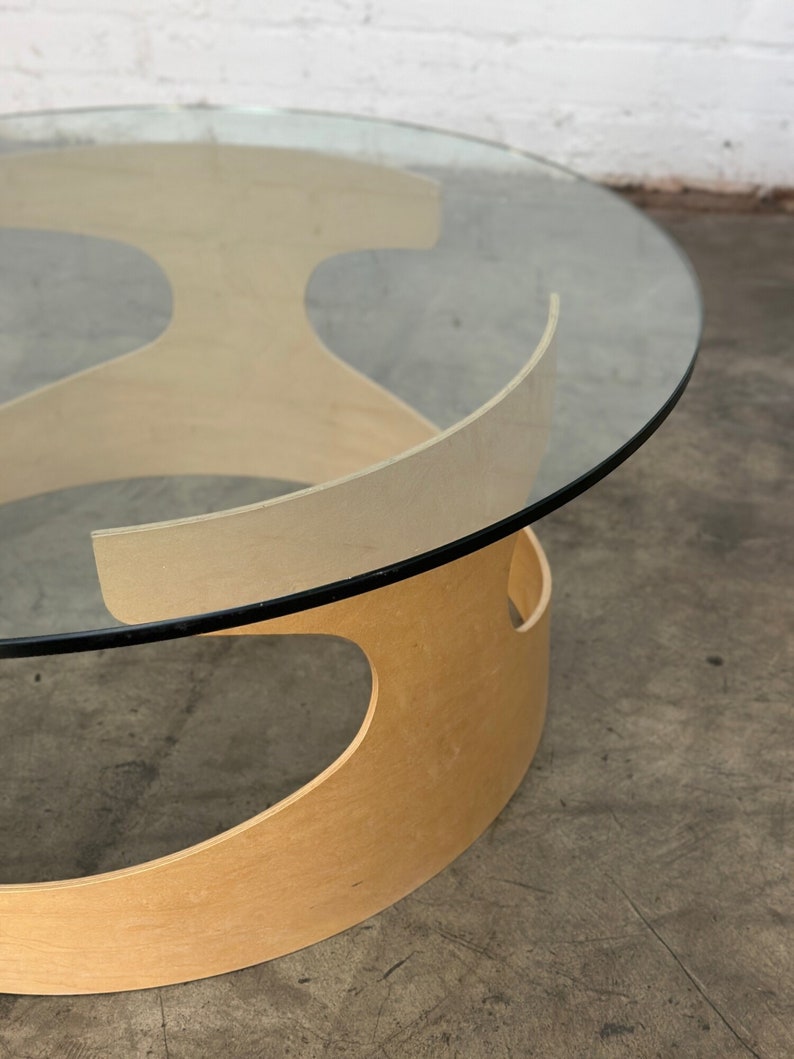 Contemporary Bentwood & Glass Coffee Table image 4