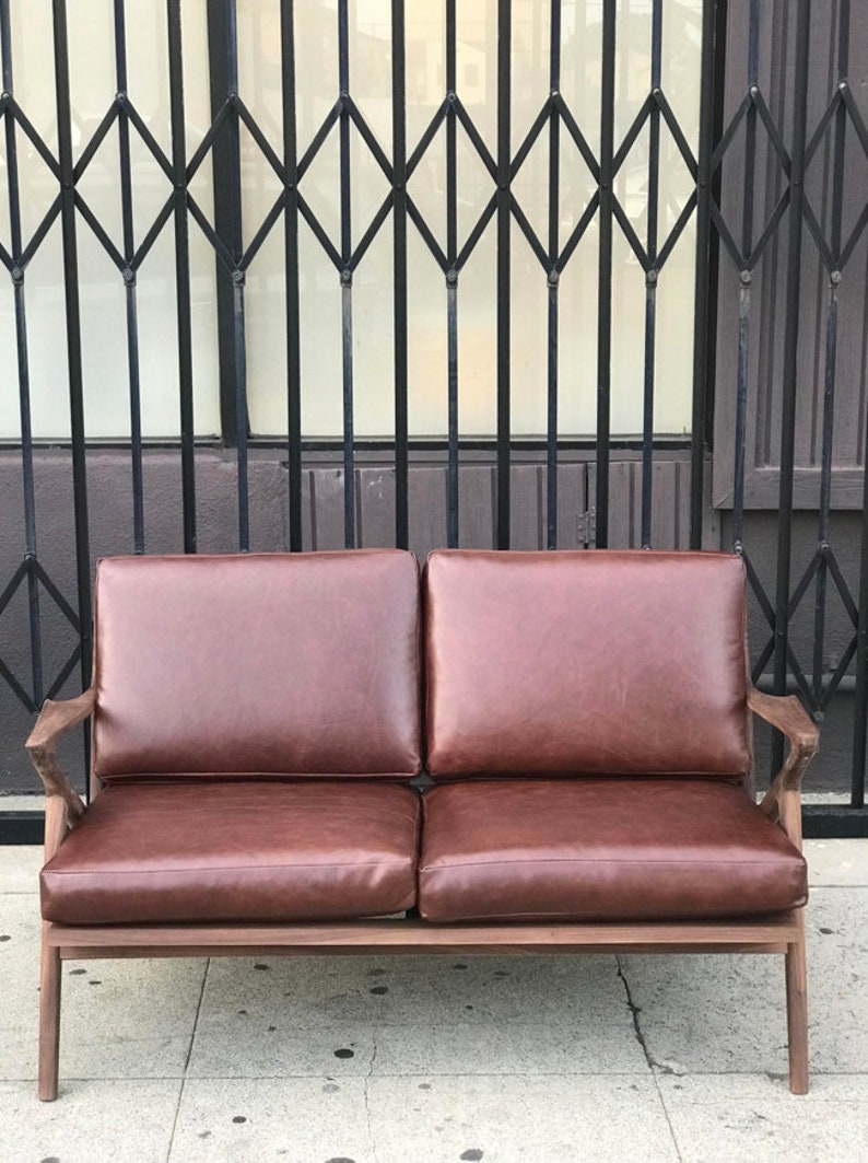 Custom Z Loveseat in Merlot Leather image 3