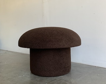 Mushroom Ottoman in Brown Boucle