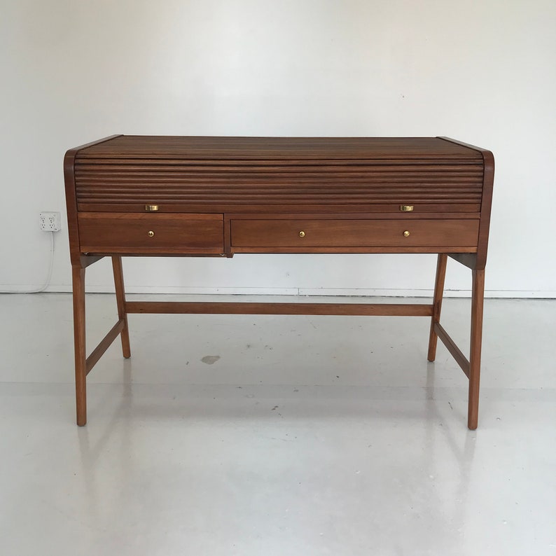1960s Mid Century Modern Sligh Lowry Roll Top Desk Etsy