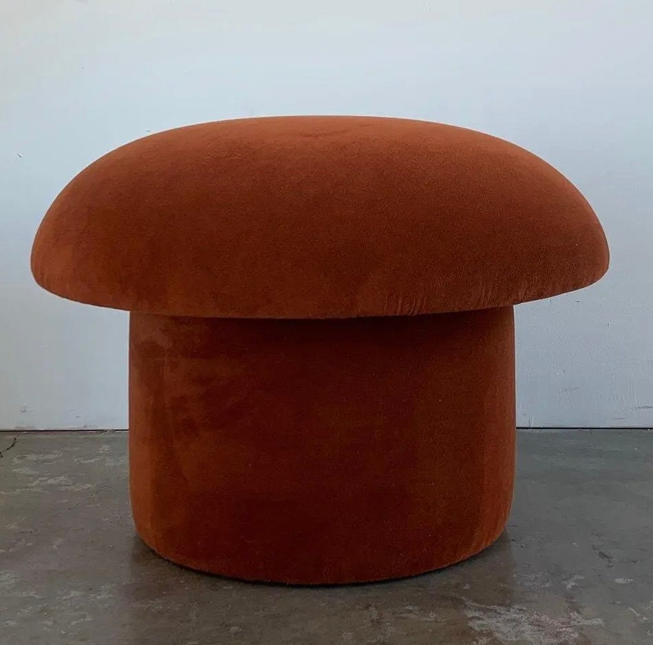 Mushroom Ottoman in Burnt Orange Velvet Denmark
