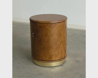 Vintage Drum Burl & Brass Nightstand