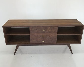 Custom Mid Century Walnut Credenza