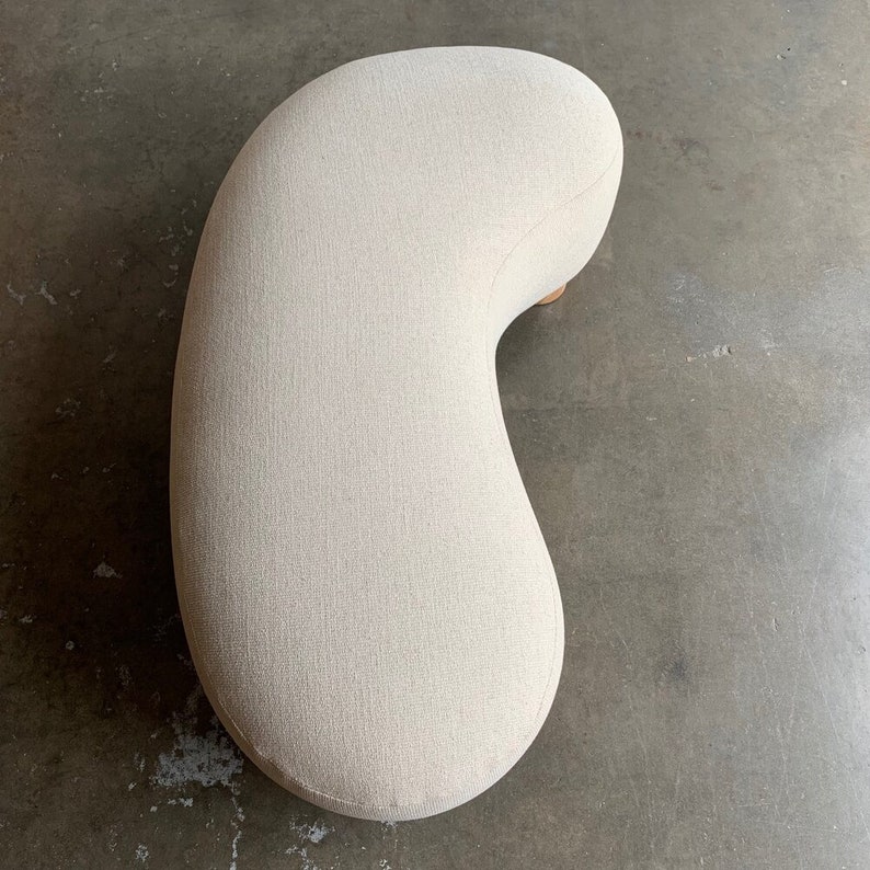 Kidney Ottoman With Oak Legs Etsy