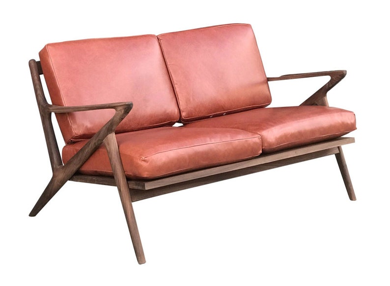 Custom Z Loveseat In Terracotta Leather Image 0