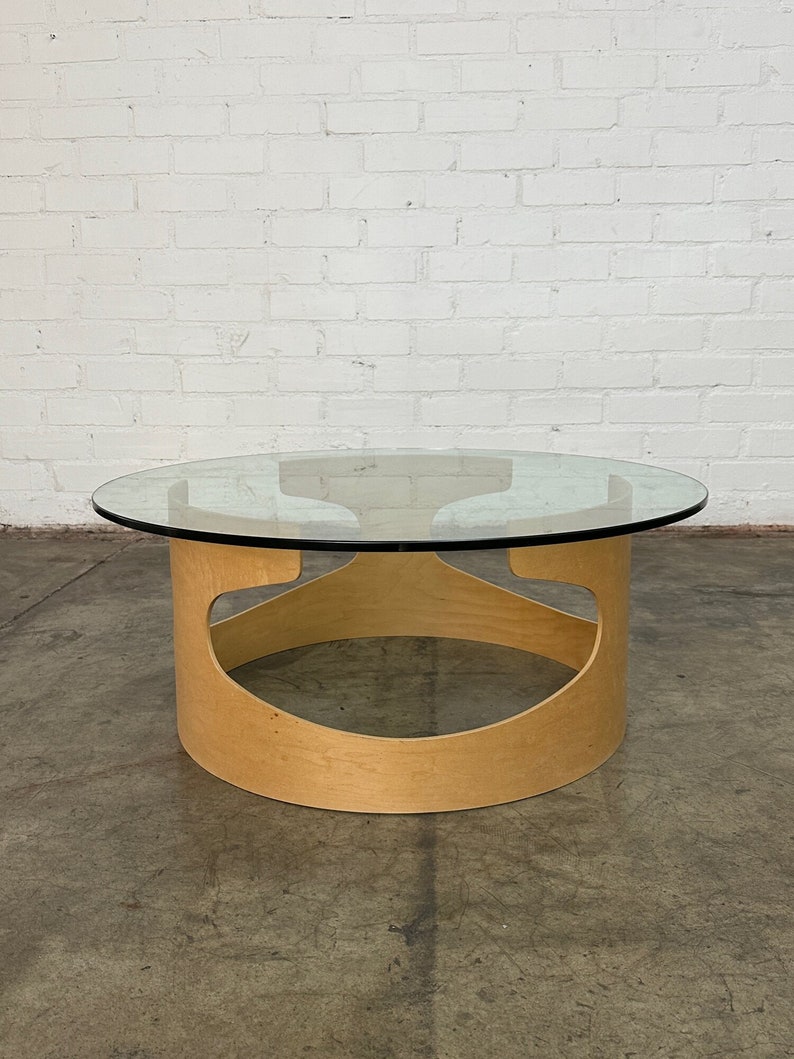 Contemporary Bentwood & Glass Coffee Table image 9