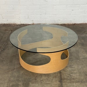 Contemporary Bentwood & Glass Coffee Table image 6