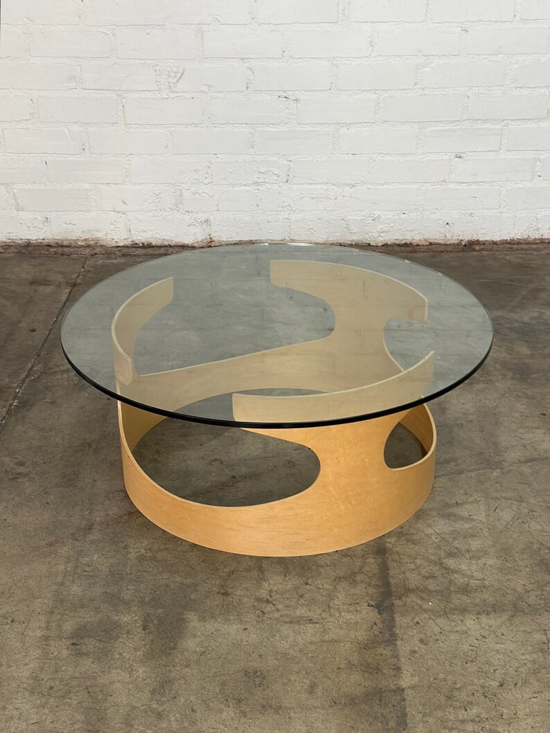 Contemporary Bentwood & Glass Coffee Table image 6