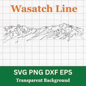 Wasatch Mountain Range SLC Line Clip Art Vector, Salt Lake City Utah clipart, wasatch mountains illustration, line drawing, line art, UT