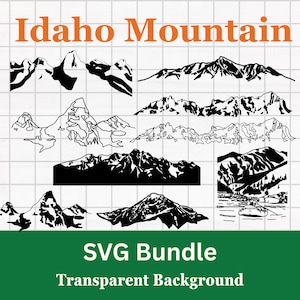 Paquete de ilustraciones SVG de contorno de montaña de Idaho / Imágenes prediseñadas para uso personal y comercial