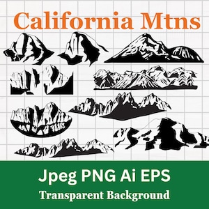California mountain clipart bundle eastern sierra nevada, half dome, mt whitney, mt shasta mountain clip art for personal and commercial use