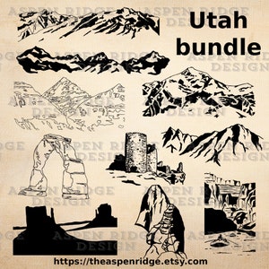 Utah landmark and mountain clipart bundle for personal and commercial use, mountain illustration, mountain art, mountain clip art, Western