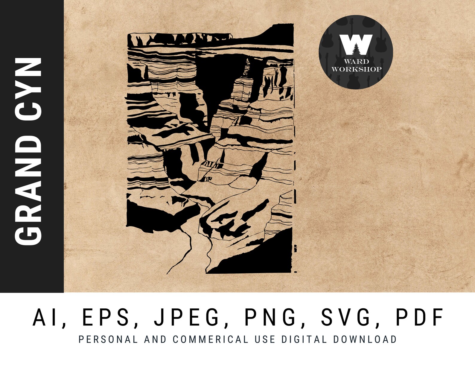 Grand Canyon Wilderness Graphic Clip Art Vector, Grand Canyon Art ...