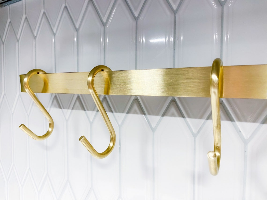 Solid Brass S Hooks / Pot Rack Hooks / Brass Pot Hooks / Etsy