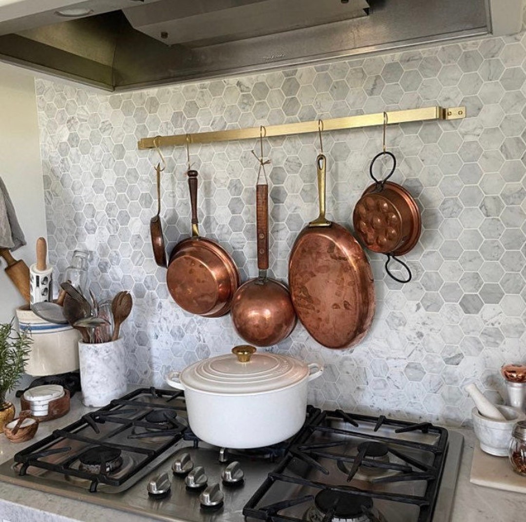 Brass Pot Rack / USA Made / Wall Mount Pot Rack / Veteran Owned / Pot ...
