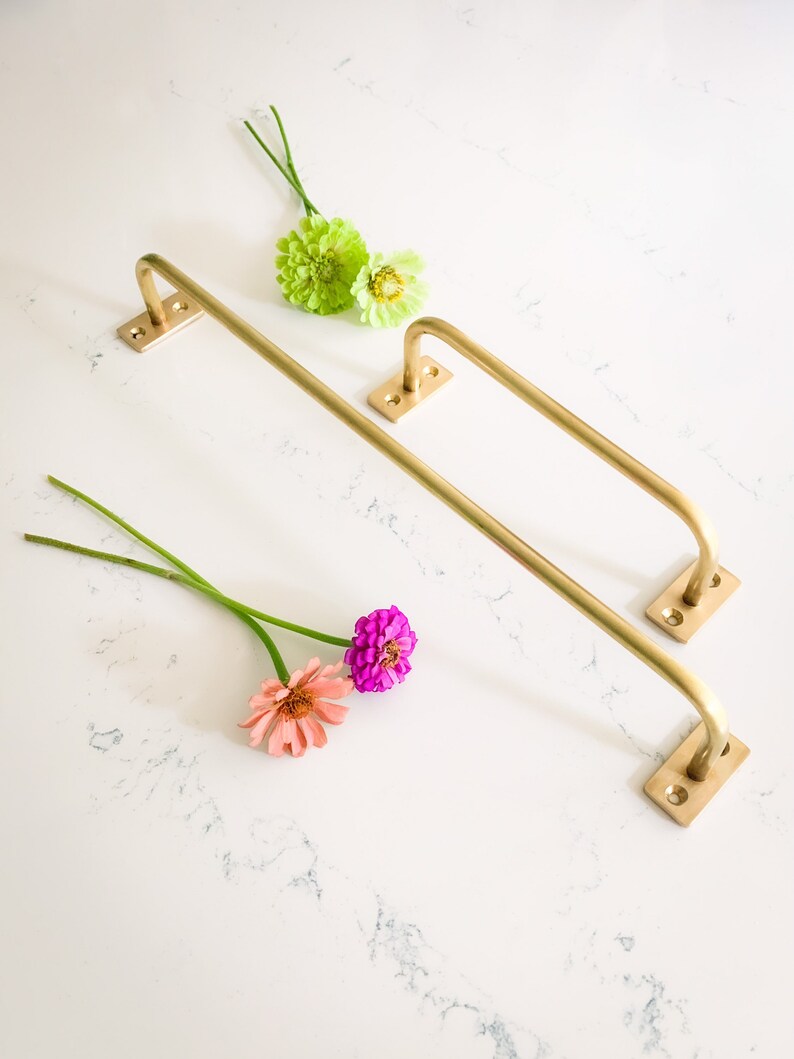 Brass Towel Bar / Elegant Brass Towel Rod (Satin, Aged, and Blackened) / Brass Hand Towel Holder / Solid Brass / Made in USA