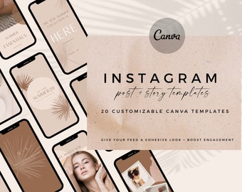 Instagram Templates for Canva, Instagram Story Templates, Instagram Post Templates, Boho Instagram Template, Canva Template, Marketing Kit