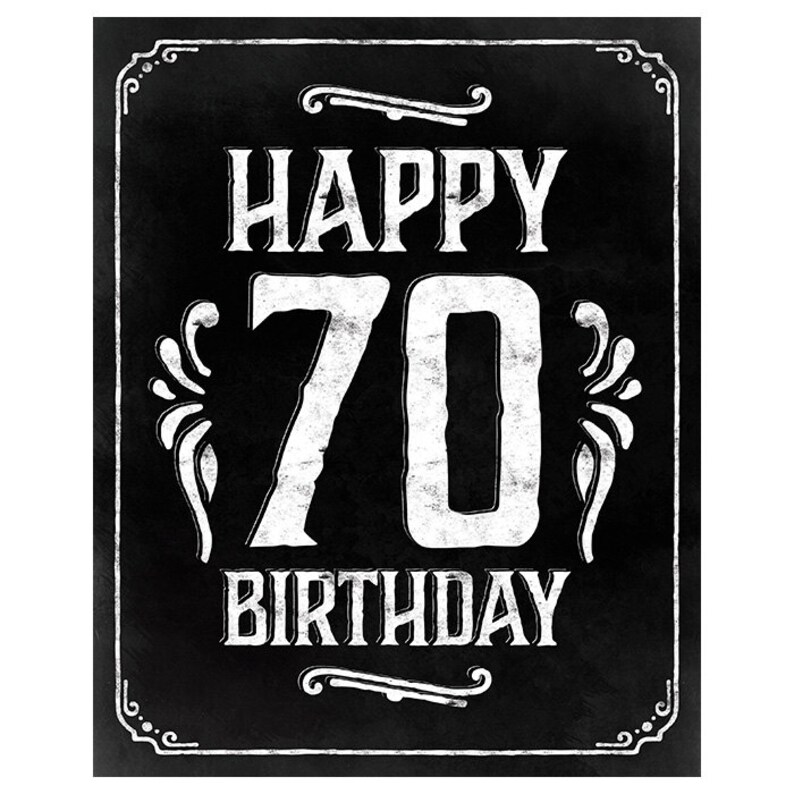 70th birthday decorations. Printable Happy 70th birthday sign. | Etsy