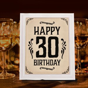 Happy 30th Birthday. Printable Birthday Party Sign. 30th - Etsy