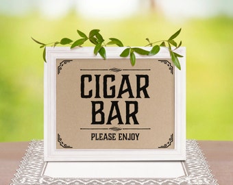 Cigar bar wedding sign. Rustic wedding decor. Cigar bar decor. Wedding shower decorations. Rustic, country themed party supplies.