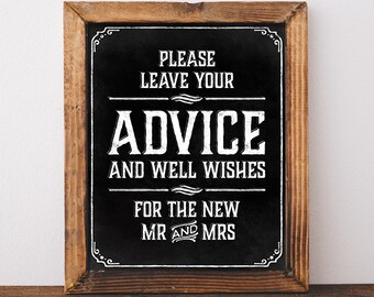 Printable chalkboard sign. Wedding well wishes sign. Chalkboard Wedding decor. Chalkboard bridal shower decor. Chalkboard digital download