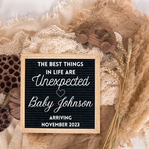 Pregnancy Announcement Digital, Gender Neutral, Editable template, Baby Announcement, Pregnancy Reveal, Best Things Unexpected