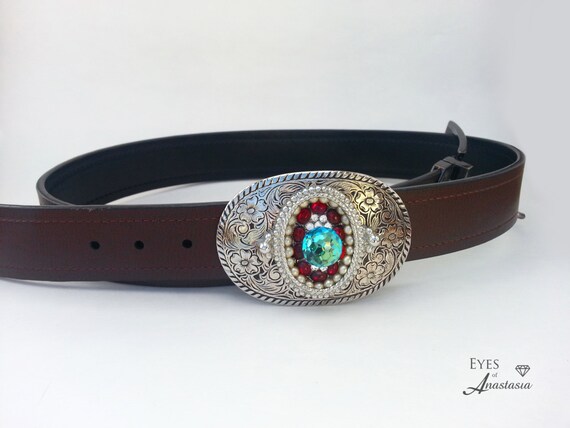 Vintage Austrian Crystal Belt Buckle Antique Fishel Nessler Belt Buckle Rare Early F N Co  main image 2