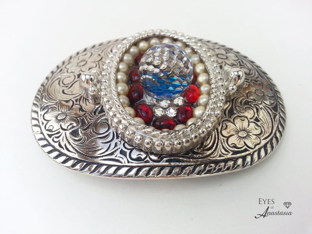 Vintage Austrian Crystal Belt Buckle Antique Fishel Nessler Belt Buckle Rare Early F N Co  main image 4