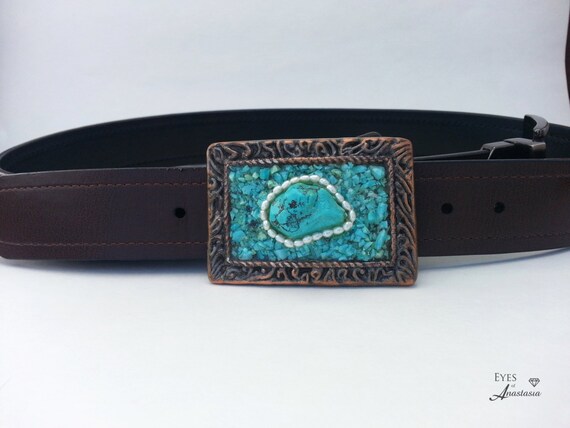 genuine turquoise belt buckle