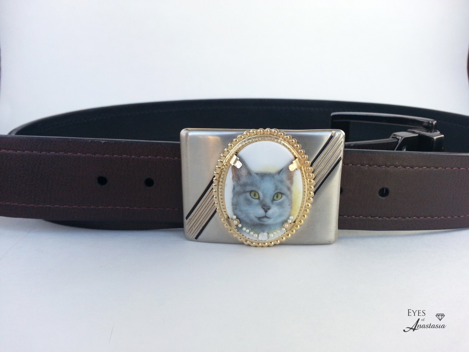 Cat belt buckle Unique belt buckle American short hair Gray Etsy