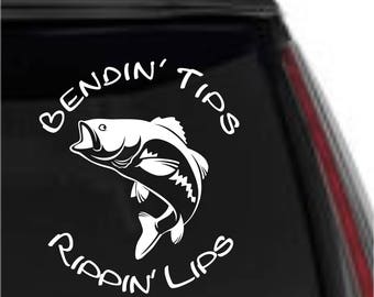 Bendin Tips Rippin Lips Walleye Crappie Bluegill Catfish Bass Fishing Wall Decal 