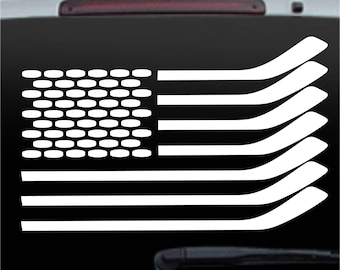 Hockey Sticks US Flag Decal - American Pride Vinyl Sticker