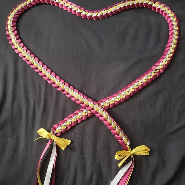OPEN 50 INCH 3-4 Color Single Weave Hawaiian Ribbon Lei
