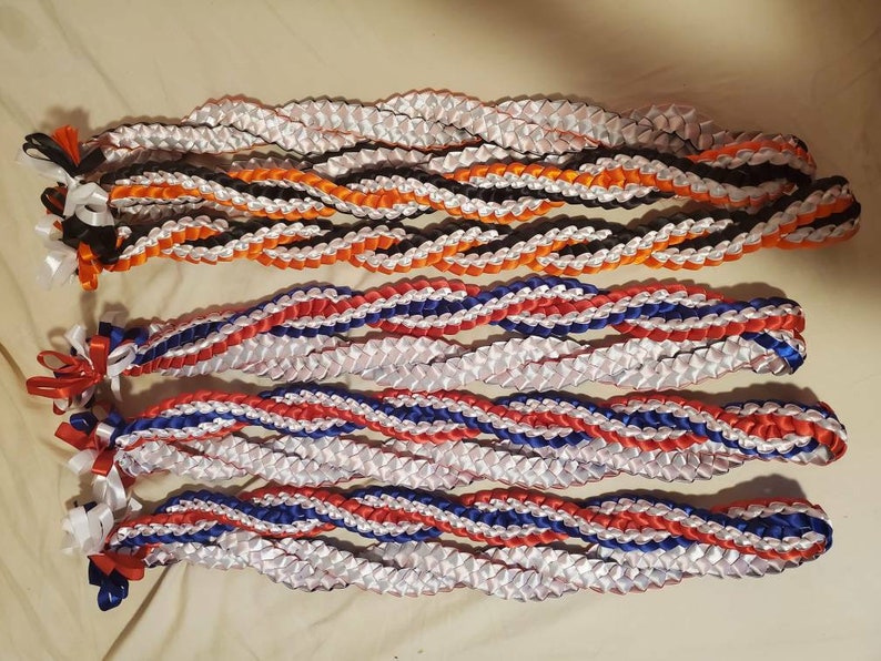 3-4 Color Twisted Single Weave Ribbon Lei