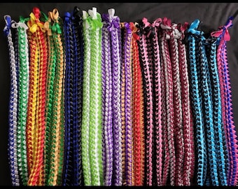 1-2 Color Single Weave Hawaiian Ribbon Lei with 3/8inch ribbons