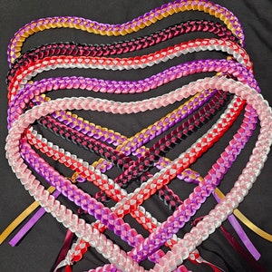 OPEN 50 INCH 1-2 Color Single Weave Hawaiian Ribbon Lei image 3