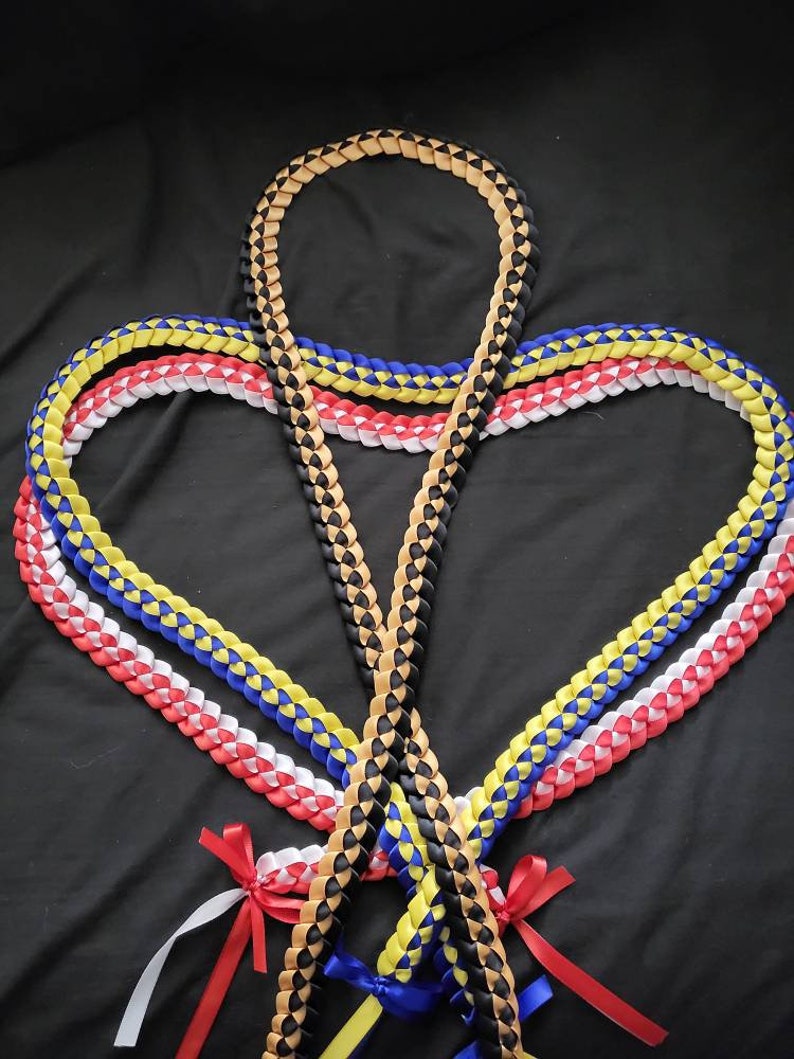 OPEN 50 INCH 1-2 Color Single Weave Hawaiian Ribbon Lei image 5