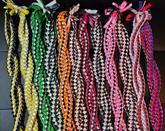 3-4 Color Twisted Single Weave Ribbon Lei