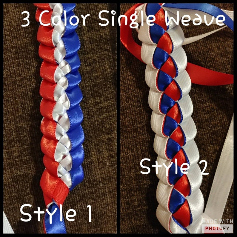 3-4 Color Twisted Single Weave Ribbon Lei