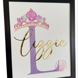 Personalized Princess Frame Art, Disney Princesses, Framed, Nursery Sign, Custom Sign, Princess Decor, Nursery Decor, Gift