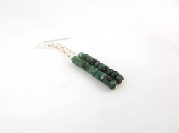 Items similar to Fontaine- Genuine emerald and silver drop earrings on Etsy