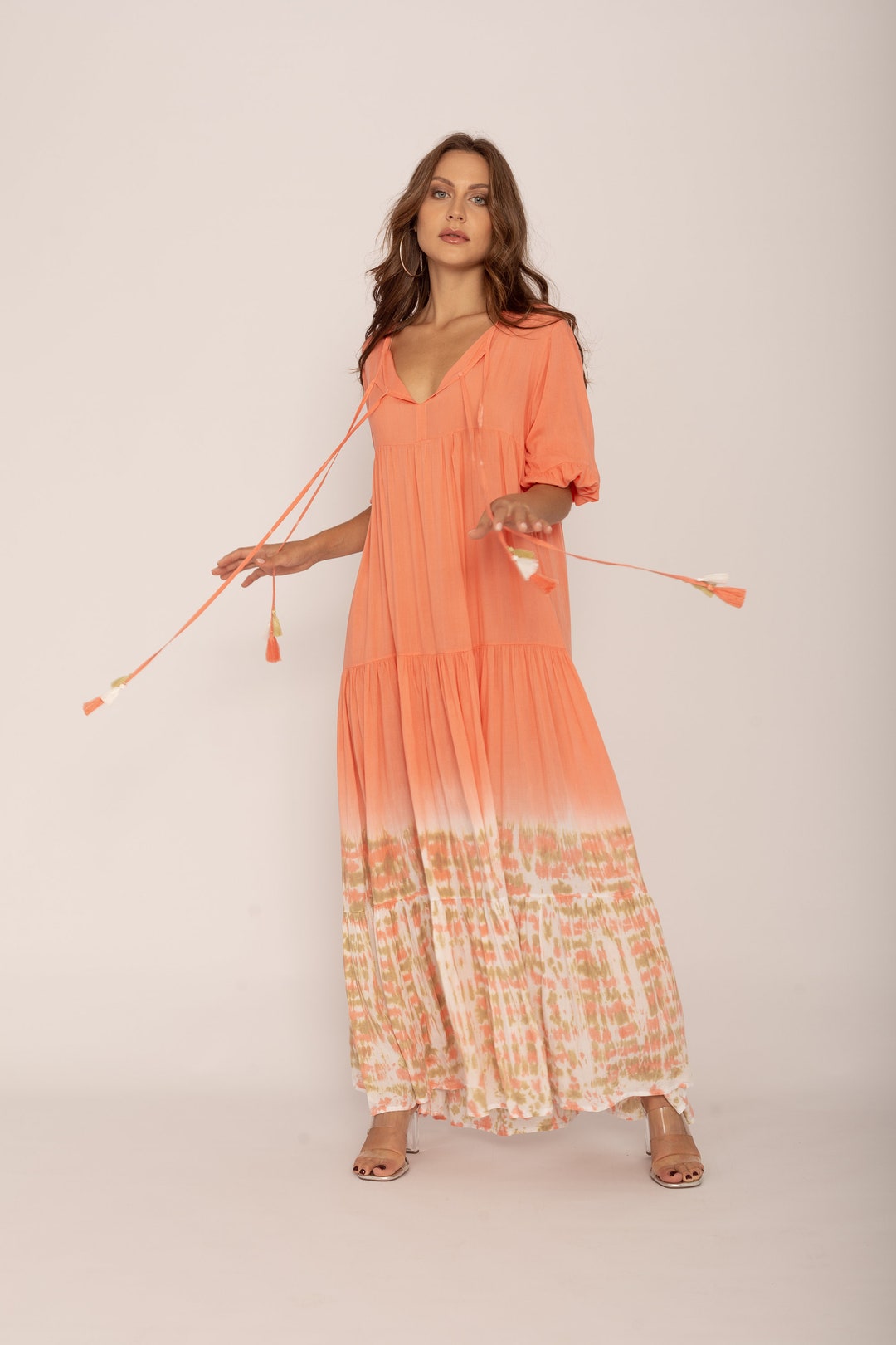 Maxi Dress Tie Dye Loose Fitting Maxi Tie Dye Fashion Handmade Maxi