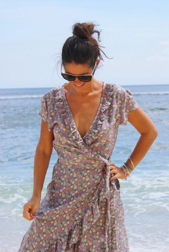 maxi Wrap Dress/bohemian Frill Dress 