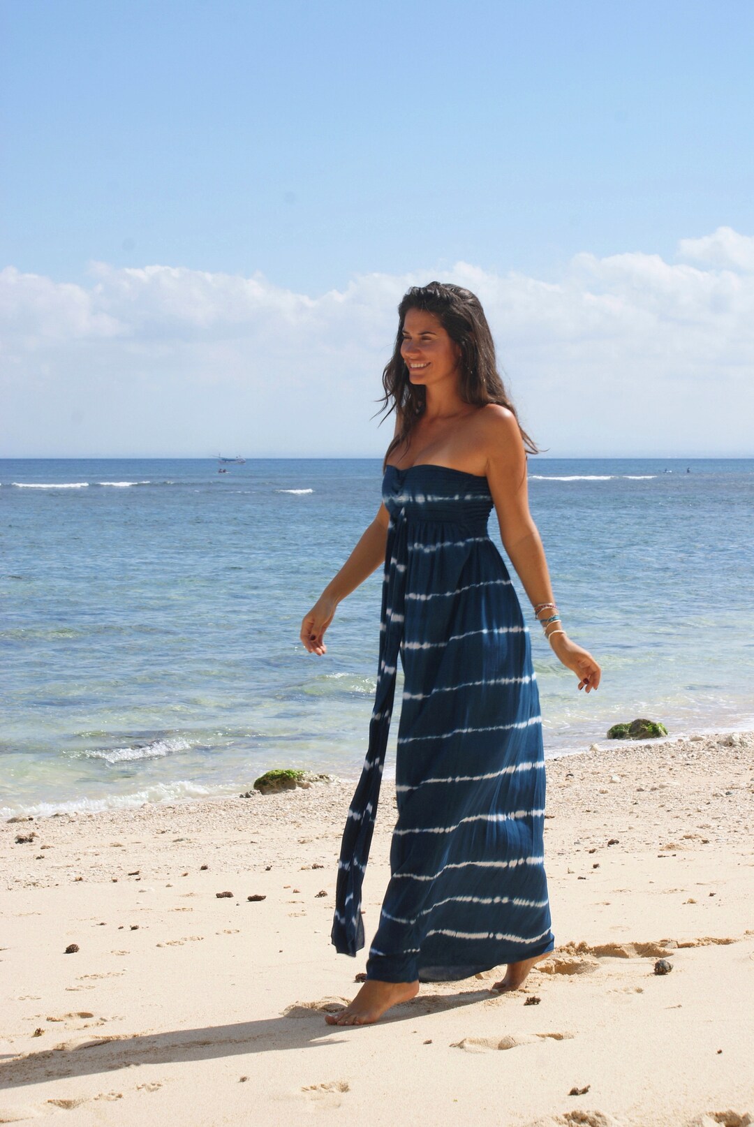 Maxi off Shoulder/tie Dye Long Beach Dress/casual Chic Maxi - Etsy