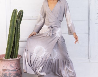 Maxi wrap Dress - Tie Dye Classy Dress - Maxi Boho - Beach wear - Maxi frill dress  * MAXI MIMOSA