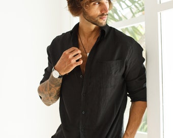 Shirts linen Classic linen man shirt Casual chic linen shirts Boho linen men shirts  SHIRT LINEN ALEX