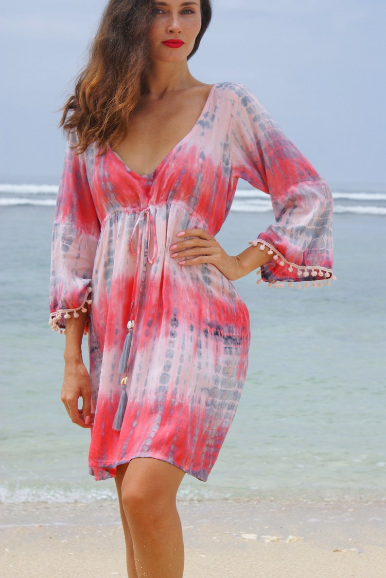 Robe Courte Tie Dyeboho Robepompon Robepompons Robeplage Usureboho Robe Courte Dirse Pompon Robe